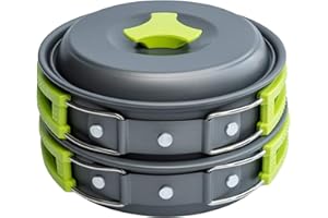 MalloMe Camping Cookware Mess Kit for Backpacking Gear – Camping Cooking Set - Camping Pots and Pans Set - Backpacking Stove/