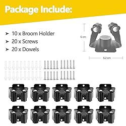 Verdenu 10 Pack Broom Holder Wall Mount, Mop Holder