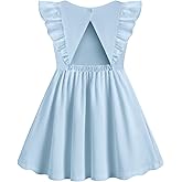 Arshiner Toddler Girl Dresses Ruffle Sleeve Dress for Girl Kids Summer Casual Beach Backless Sundresses with Pockets 2-6T