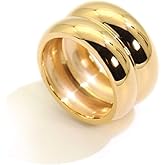 Shapes Studio 18K Gold Plated Titanium Large Twin Band Ring, Double Band Stackable Ring, Bold Chunky Minimalist Women Jewelry