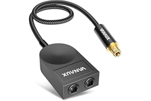 VANAUX Optical Audio Splitter 1 in 2 Out,SPDIF Toslink Digital Optical Audio Cable Splitter 1x2 Support LPCM2.0 Doldy Digital & DTS 5.1 for Home Theater,Sound Bar,Gaming Console,Blu-ray Players,Black