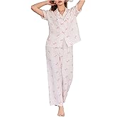 SHENHE Women's Bow Pajamas Button Down Short Sleeve Pjs Pants Set Coquette Loungewear