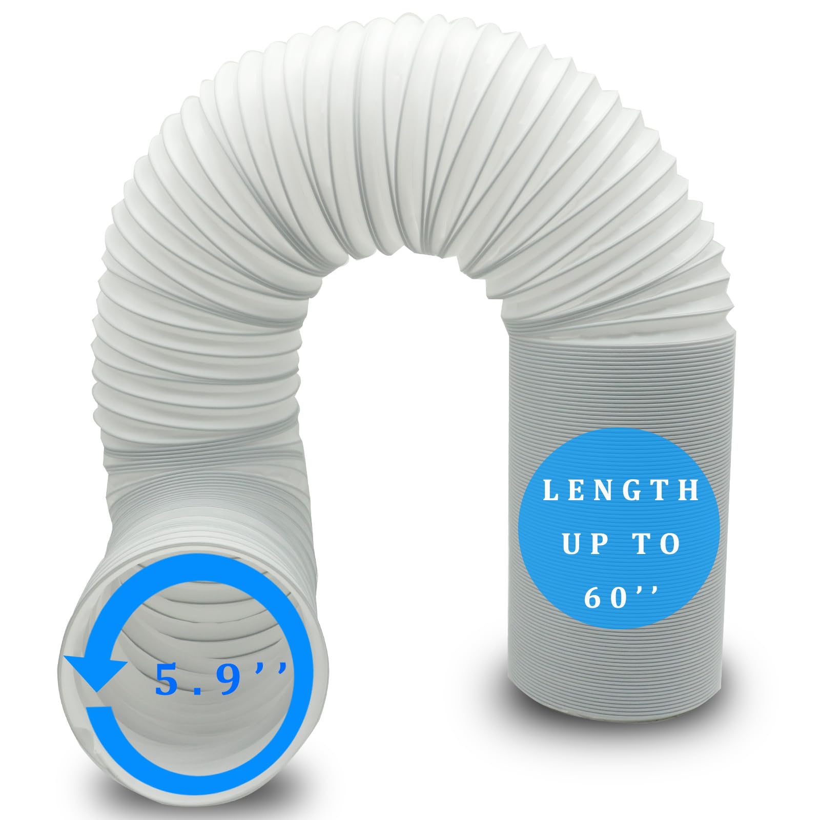 Photo 1 of SunDiao Portable Air Conditioner Hose, Portable Exhaust Vent Hose with 5.9 Inch Diameter, Anti-Clockwise Thread, About 60 Inch Length