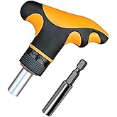 PANSHIYON T Handle Ratchet Driver,1/4” Ratcheting Bit Driver T Handle with 1/4 Magnetic Extension Socket Drill Bit Holder