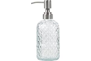 Bathroom & Kitchen Glass Hand and Dish Soap Dispenser with 304 Rustproof Stainless Steel Pump (Clear)