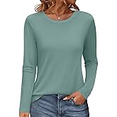 Micticsi Womens Long Sleeve Tops Round Neck T Shirts Loose Fit Casual Tees Fall Winter Top Basic Clothes 2025
