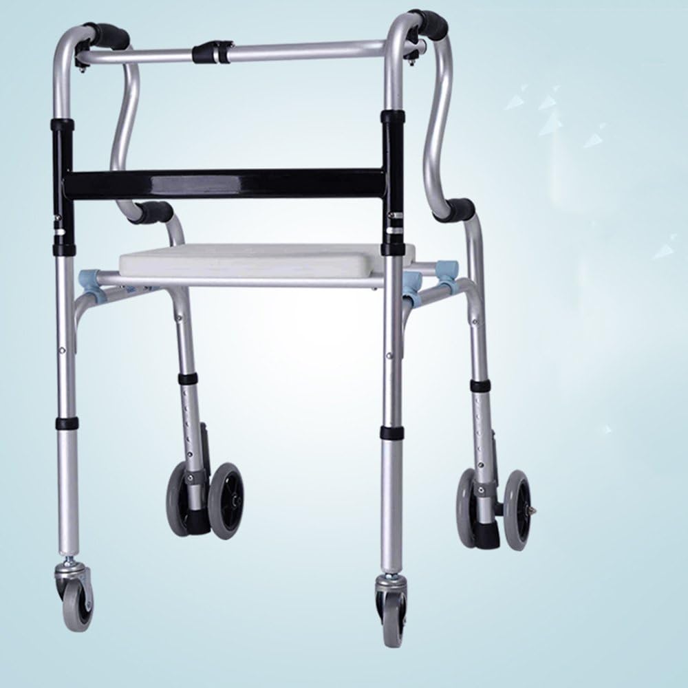 MEIDUO Shower Stool Walking Frame (Wheeled) Adjustable Height Medical Lightweight (Color : B(wheels are not removable))