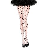 Polka Dot Print Spandex Pantyhose, White/Black
