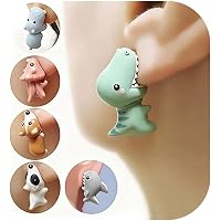 Cute Animal Bite Earrings Fun Unique Earrings for Women Whimsical Jewelry 3D Clay Dinosaur Cartoon Funny Earring Daily Party
