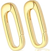 Alpinleux 2 Pcs Oval Necklace Pendant Clasp, Gold Carabiner Clasp, Tiny Carabiner, Gold Filled Clasps for Jewelry Making, Bracelet, Necklace, Keychain (Gold)
