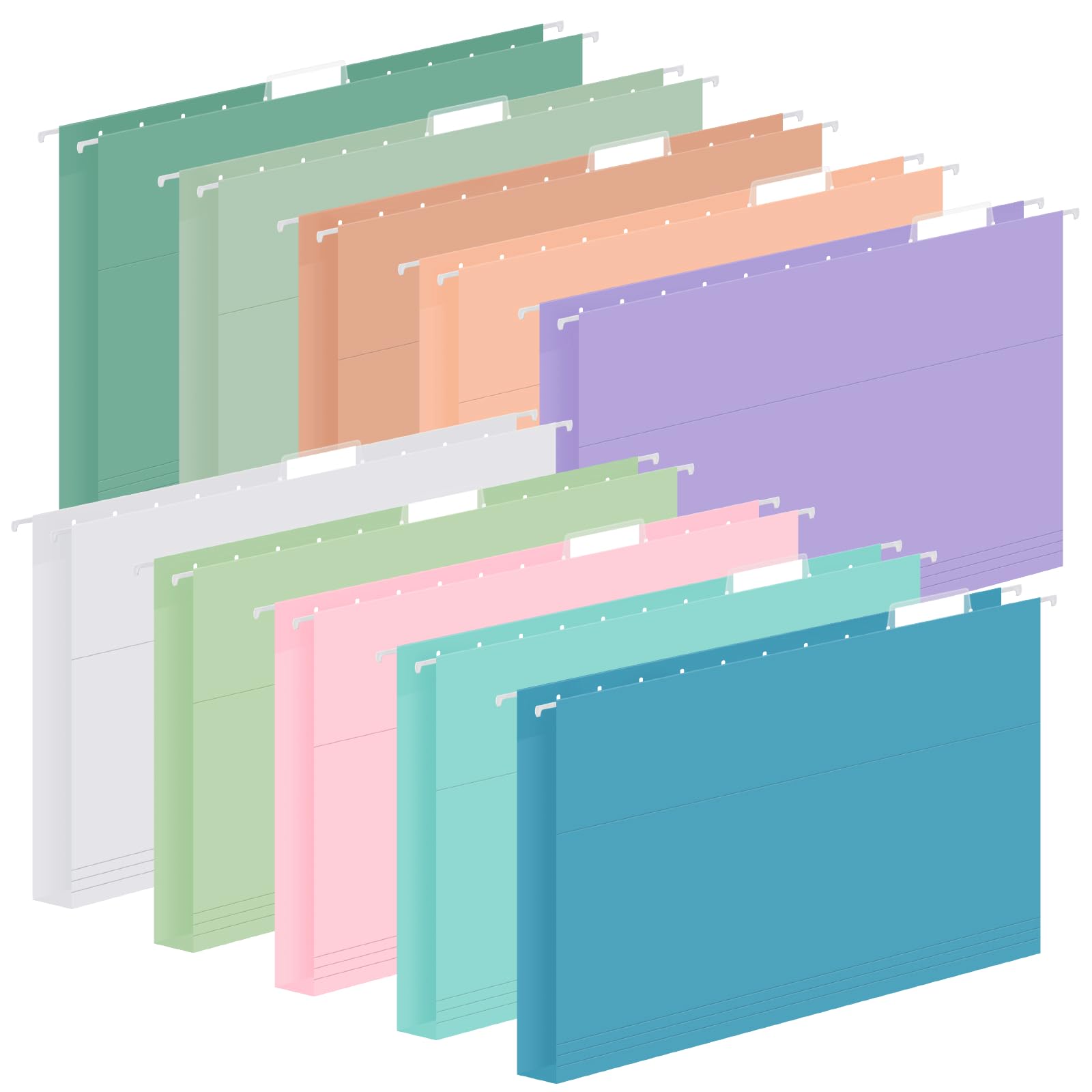 Photo 1 of 10 Pack Hanging File Folders, Letter Size with 1/5-Cut Adjustable Tabs, Pastel 10 Selected Color - File Folder Organizer for Filing Cabinet Office Home, Designed for Bulky Files, Medical Charts