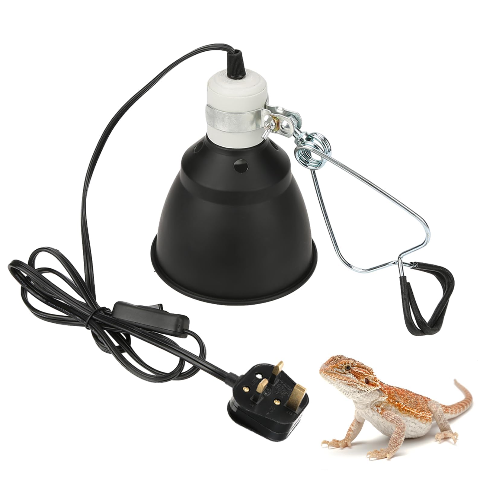 Petyoung E27 Reptile Turtle Heat UVA/UVB Bulb Lamp Light Holder, 300W Reptile Heating Lighthouse for Chicken Brooder Basking-UK Plug