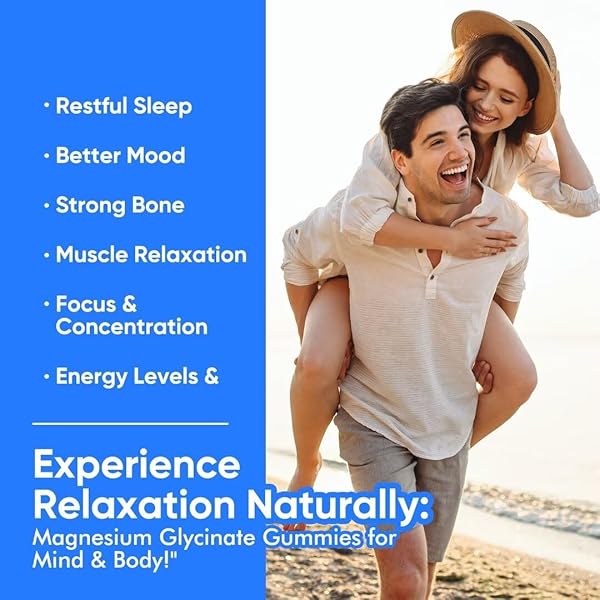 2000MG MAGNESIUM GLYCINATE GUMMIES – SUGAR FREE MAGNESIUM POTASSIUM SUPPLEMENT WITH VITAMIN D, B6, COQ10 FOR CALM MOOD & SLEEP SUPPORT – 60GUMMIES