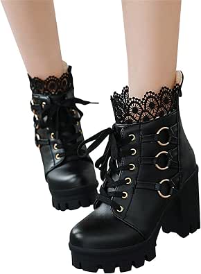 Botas cortas de cuero para mujer, estilo británico, punta redonda, botines  de suela gruesa, botas de otoño e invierno, botas Martin cálidas casuales,  Negro, 5.5 : Ropa, Zapatos y Joyería - Amazon.com