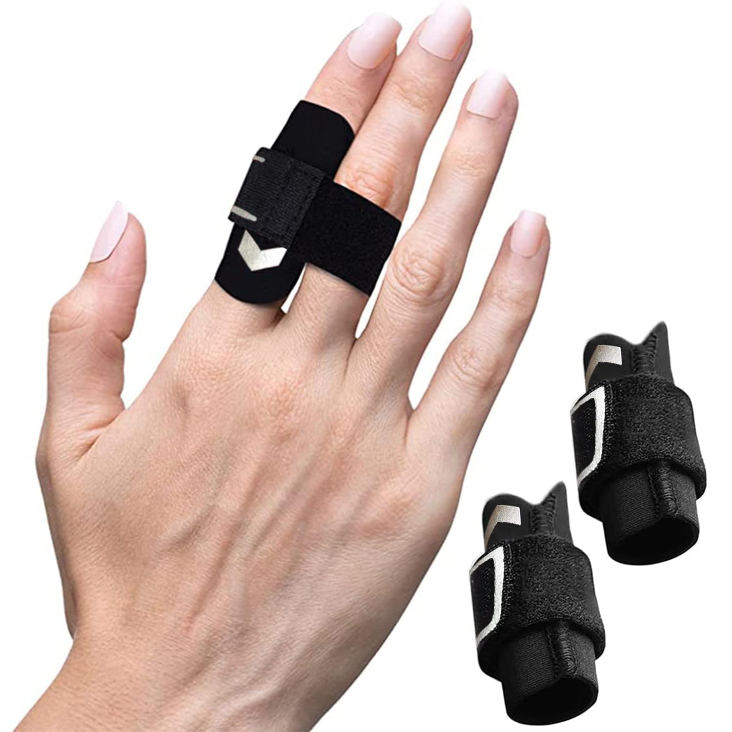 VerteLife Finger Splint Adjustable Finger Sleeve Support Protector Finger Brace Relieve Joint Pain Finger Guards Sport Cushion Bandage for Basketball Volleyball - Silver,2pcs