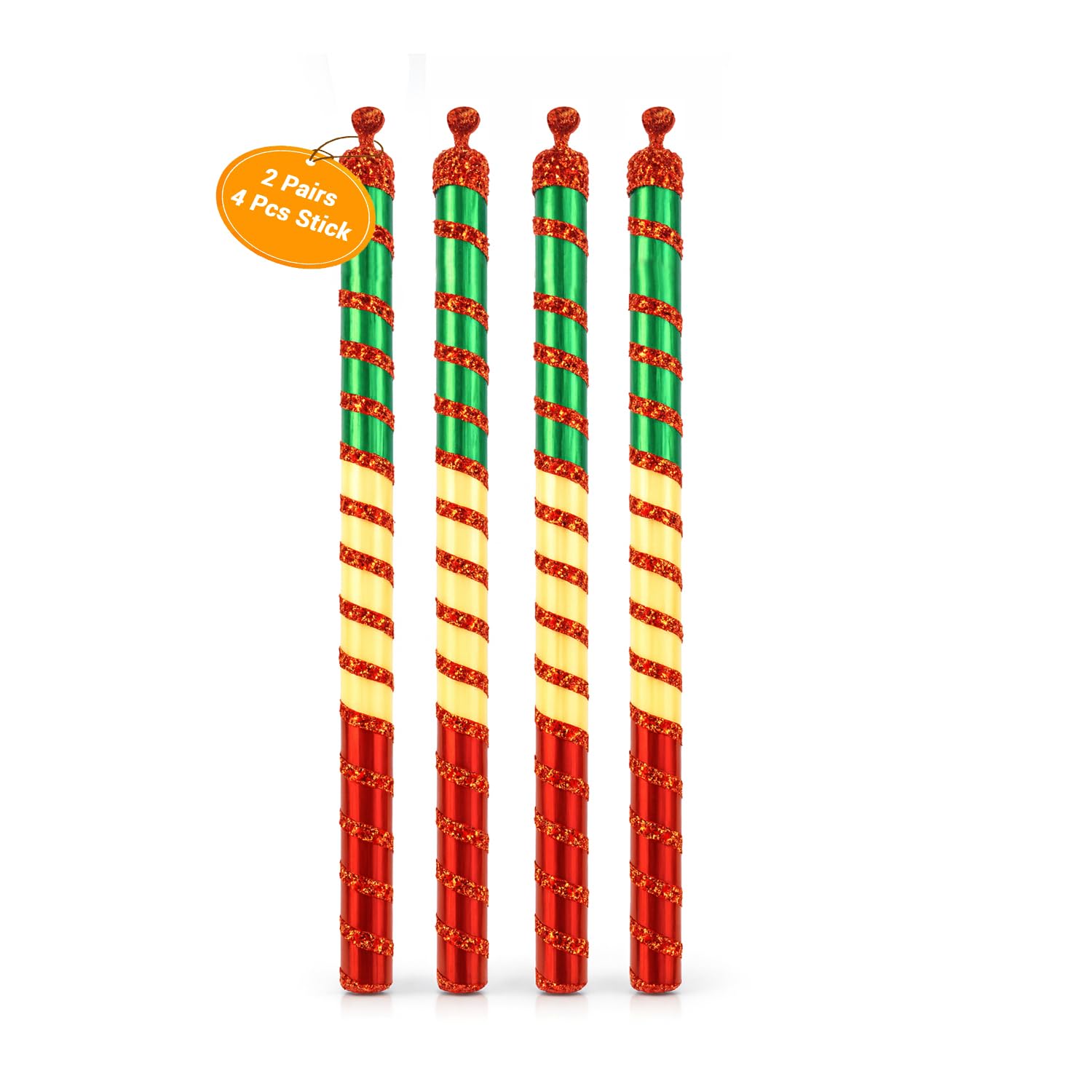 Photo 1 of SATVIK 2 Pairs (4 Pcs) Wooden Multicolor Dandiya Sticks – Handcrafted Dance Props for Cultural Events, Decor & Performance Use