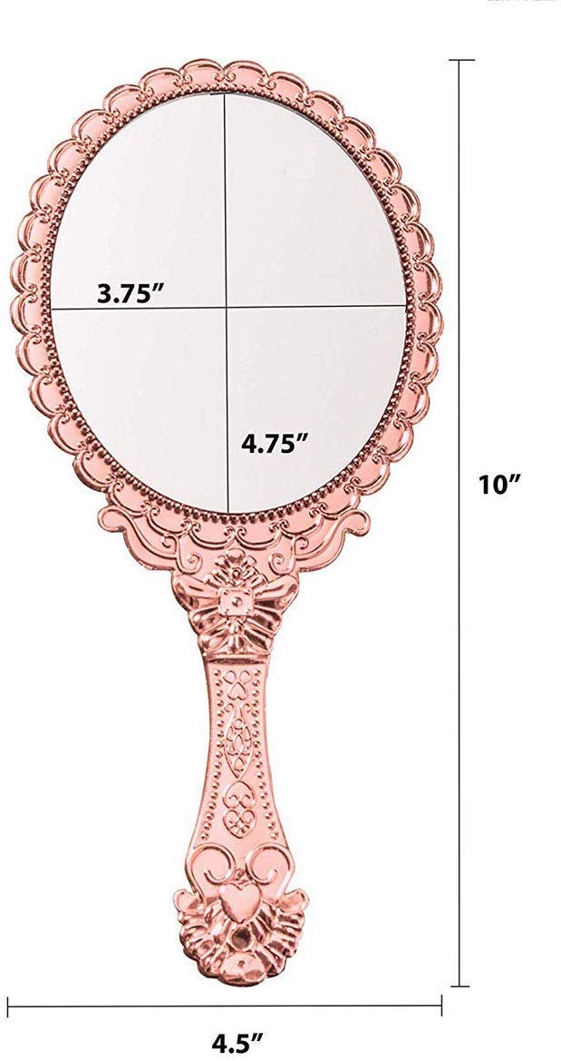 XPXKJ Hand Mirror Vintage Handheld Mirror with Handle Vanity Makeup Mirror Travel Mirrors (Oval, Rose Gold): Beauty