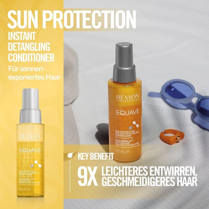 EQUAVE Sun Protection Instant Detangling Conditioner, 100 ml, entwirrender Leave in Sprühconditioner mit Sonnenschutz fürs Haar, 2-Phasen Haarpflege mit Hitzeschutz