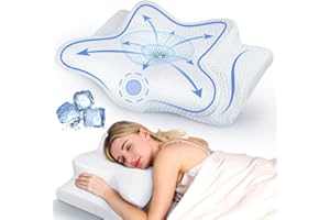 Emircey Painless Sleeping Cervical Neck Pillow for Pain Relief, Adjustable Memory Foam Pillows for Side Back Stomach Sleeper, Odorless Cooling Pillow/Breathable Cases, Orthopedic Contour Bed Pillow