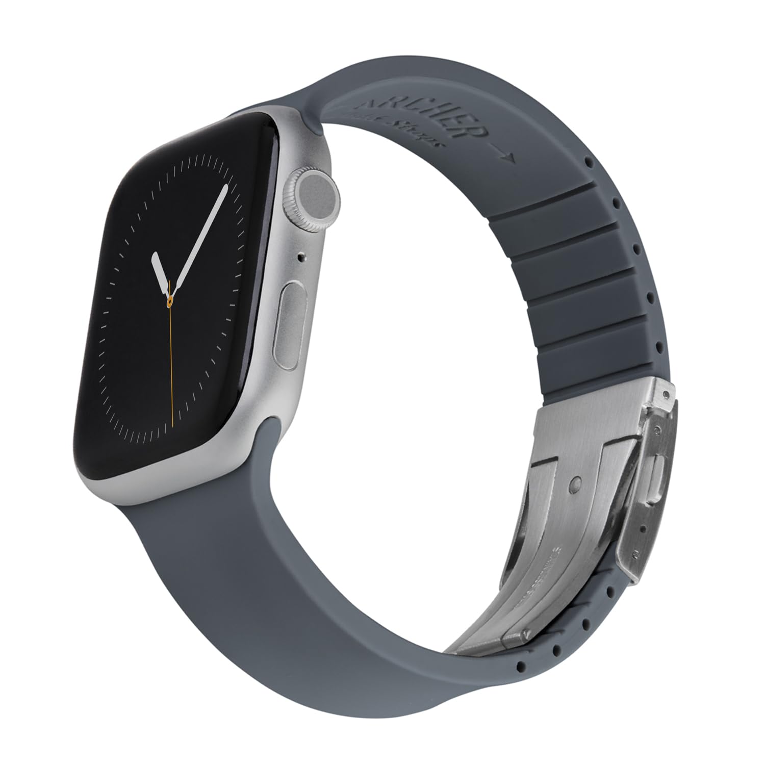 Archer Watch Straps - Custom Fit Silicone Straps for Apple Watch (Graphite, Silver Clasp, 40/41/42mm) โ image 1