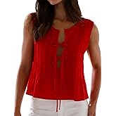 IYICLOTH Women Y2K Tie Front Peplum Tank Tops Sleeveless Ruffle Hem Babydoll Shirts Summer Cute Going Out Vest