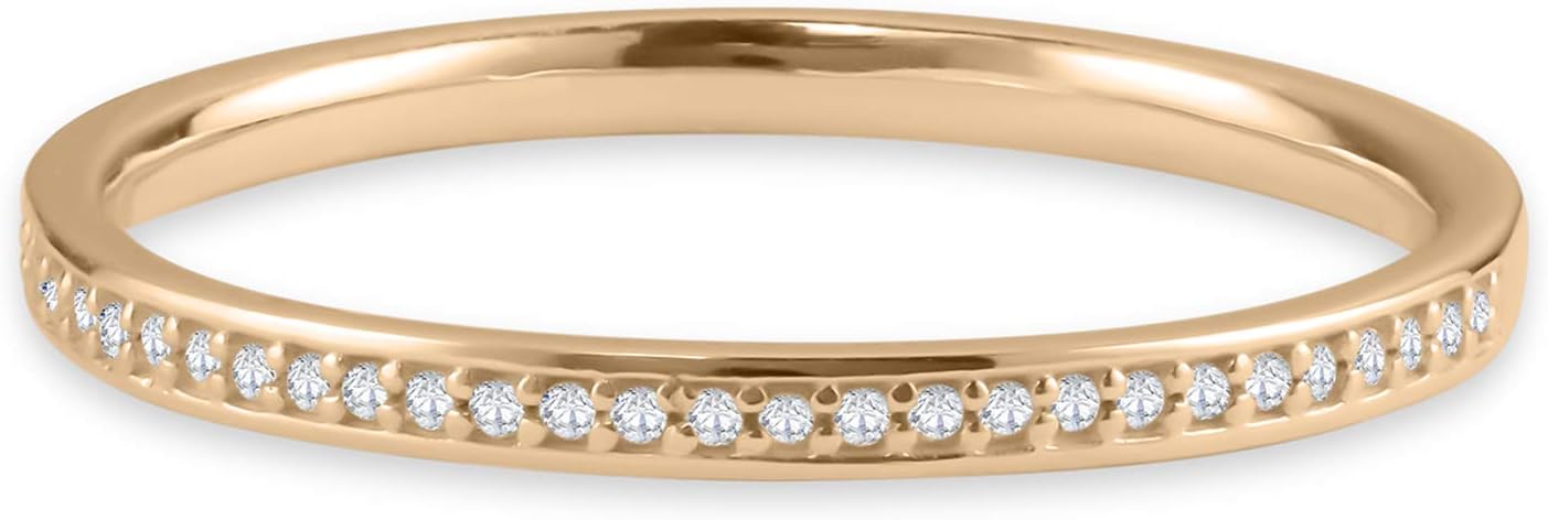 Buy Jewels 14k White Yellow Rose Gold 2mm Half Band Natural Diamond Wedding Anniversary Ring (1/10 cttw, G-H Color)