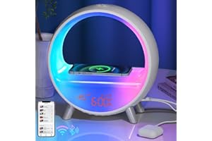 MOMILLA Sunrise Alarm Clock with Wireless Charging Station & Bluetooth Speaker, Compatible with Airpods/iPhone, Smart APP Control Alexa Clock, Sound Machine, Night Light Alarm Clocks for Bedrooms