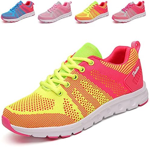 Women's Lightweight Comfortable Running Shoes Breathable Tennis Shoes Sports Shoes Casual Walking Sneakers(US 4.5, Yellow-35)