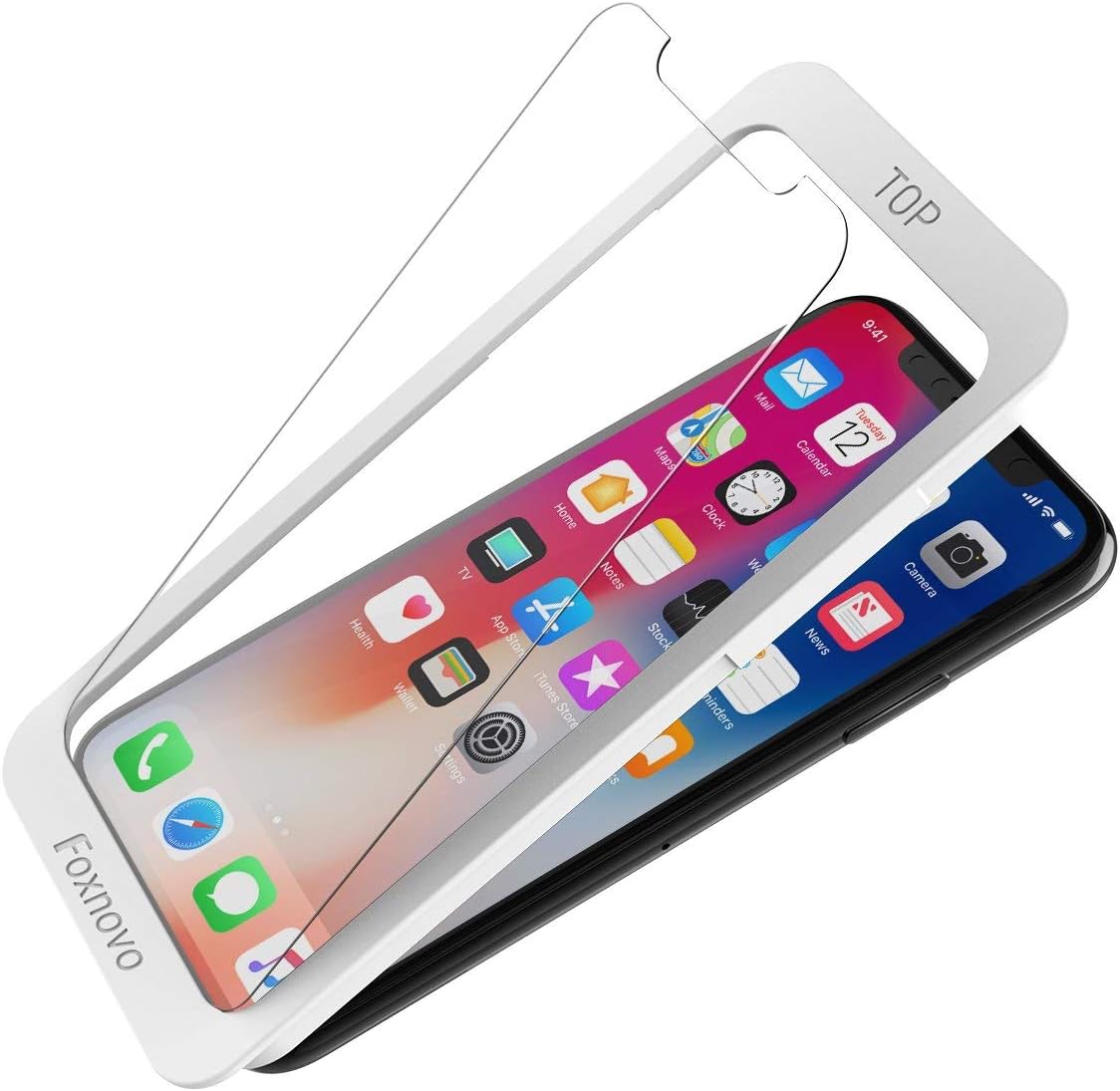 iPhone XS Screen Protector [3 Packs], Foxnovo iPhone X Tempered Glass Screen Protector with Install Frame Anti Scratch Glass Protector 3D Touch Clear Screen Protectors for Apple iPhone X 5.8 Inch