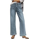 PEIHOT Womens High Waisted Wide Leg Jeans Trendy Stretchy Loose Flare Baggy High Rise Denim Pants with Pocket