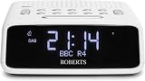 Roberts ORTUSDAB FM DAB DAB+ Digital Clock Radio with Large LCD VA White