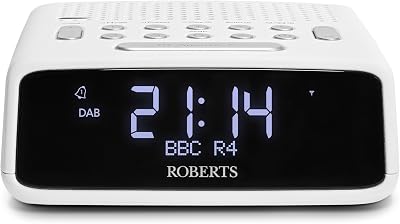 Roberts ORTUSDAB FM DAB DAB+ Digital Clock Radio with Large LCD VA White