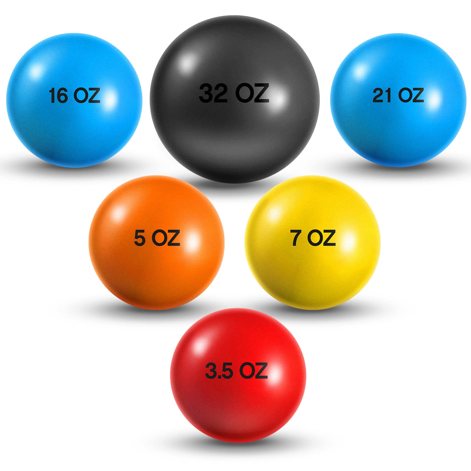 Photo 1 of Hungdao 6 Pcs Weighted Plyo Training Balls Variable Plyo Weighted Balls Practice Weighted Baseball Weighted Ball Set for Throwing Pitching Power Improving Accessories, 6 Colors (3.5 to 32 Oz)
