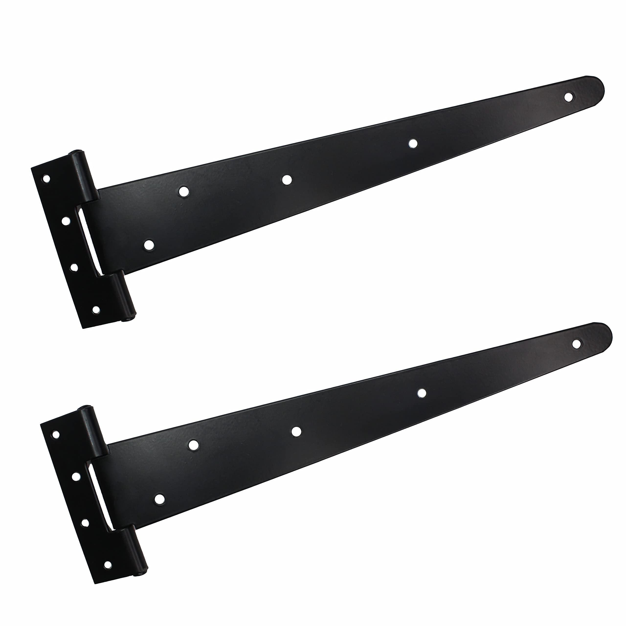 SUL Gate Hinges, Weather & Rust Proof Black Powder Coated Tee Strap Black Door Hinges, Heavy Duty Tee Hinges with Screws for Barns Door Gates, Shed Doors Hinges, Garden Storage Rooms – 2pk (350mm)