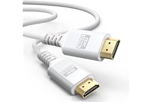 UVOOI 8K White HDMI Cable 6.6FT/2M, 48Gbps Ultra High Speed HDMI 2.1 Cable eARC Braided HDMI Cord with 8K@60Hz, 4K@120Hz, HDR10+, Dolby, 3D, HDCP2.3 for Laptop/Monitor/HDTV/Soundbar/Blu-ray/PS5/Xbox