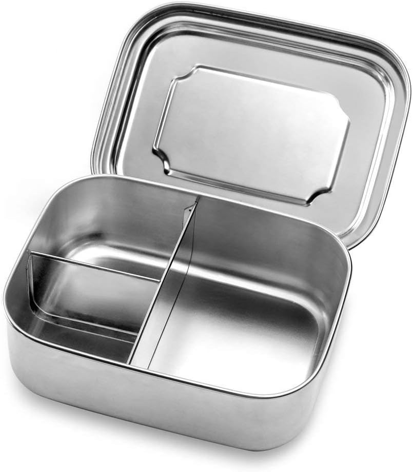 Stainless Steel Food Storage Container - Three Section Design Perfect for Healthy Snacks, Sides, or Finger Foods On The Go - Eco-Friendly, Dishwasher Safe and BPA-Free - Bento Lunch Box