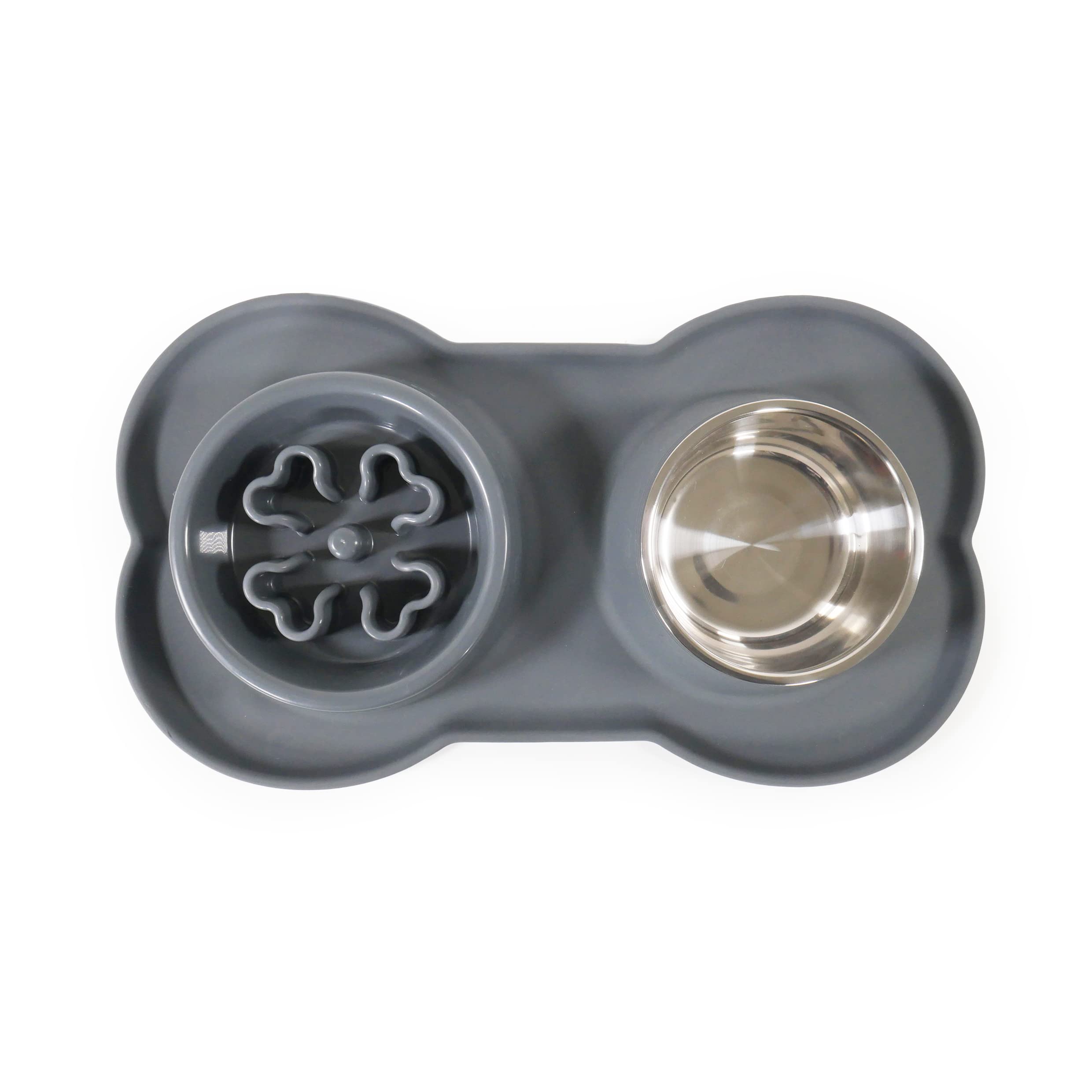 Rosewood Silicone Double Diner Slow Feeder, Pet Feeder, Grey, 50cm X 29cm