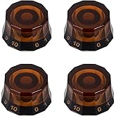 Banworks Guitar Control Knobs Metric 18-Spline Konbs 6mm (15/64") | 2 Volume 2 Tone Control Knobs Dodecagon Top Hat Knobs for Epiphone Les Paul LP SG Guitars Pack of 4 JT/XN-12 Light Amber