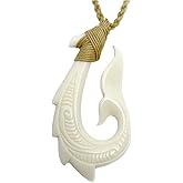 Zero Gravity Hawaii Hawaiian Makau Bone Fish Hook Whale Tail Pendant Necklace