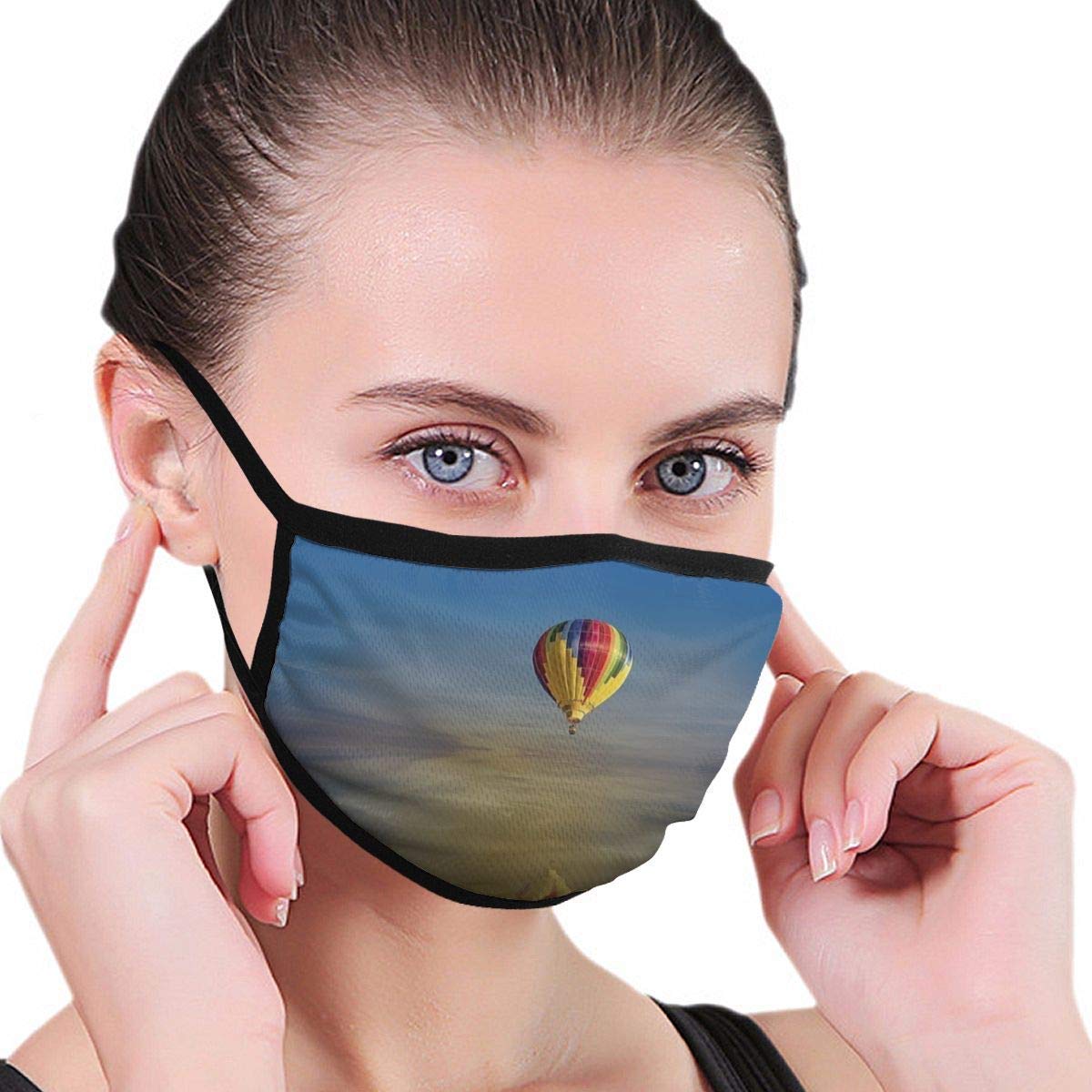 Comfortable Windproof mask，Hot Air Balloon Reflection In The Water Pattern Design