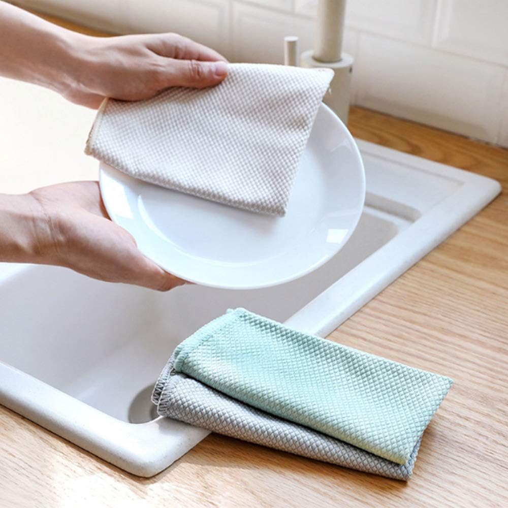 Lumirio Microfiber Cleaning Cloths Lint-Free Quick-Dry Absorbent Household Dish Rags with Hanging Loop( 9 Pack,12inch×16inch): Kitchen & Dining