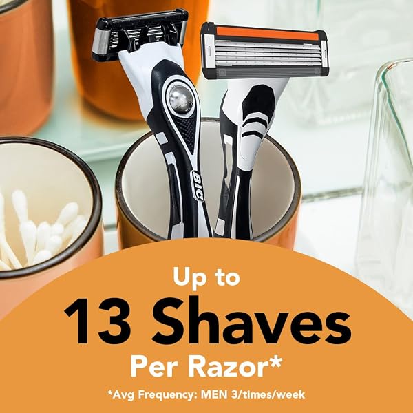 BIC FLEX 5 REFILLABLE RAZORS FOR MEN, LONG-LASTING 5 BLADE RAZORS REFILLS FOR A SMOOTH AND COMFORTABLE SHAVE, 8 RAZOR CARTRIDGES