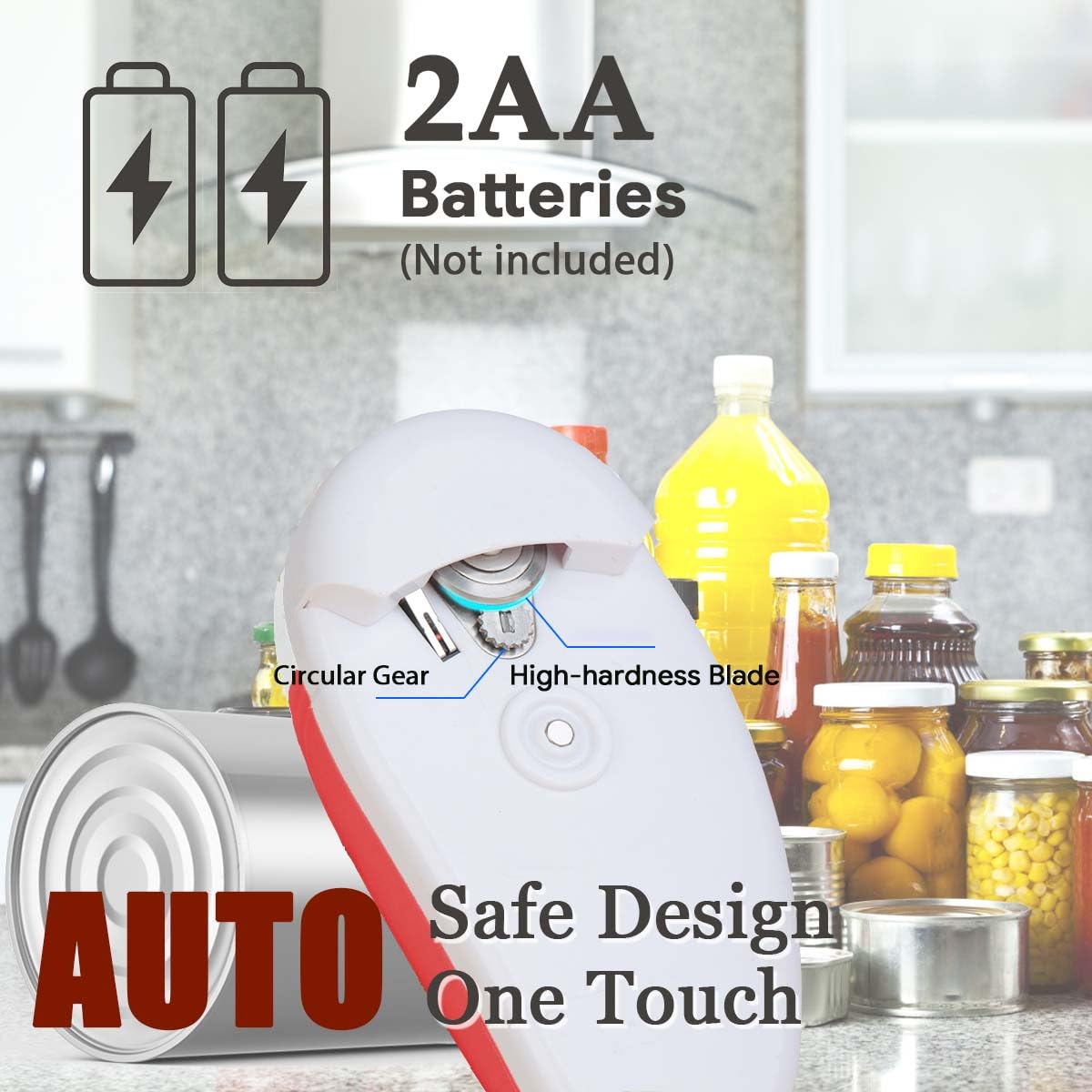 Aquox Electric Can Opener,Automatic Can Opener,Hands-Off/Smooth Edge/Battery Operated/Portable One Touch Opener,Electric Can Openers for Kitchen for Seniors with Arthritis