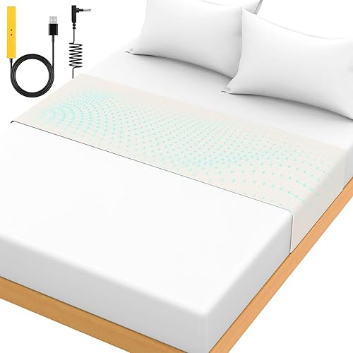 Grounding Mat for Bed 90% Organic Cotton+10% Pure Silver Fiber, Grounding Fitted Sheets for All Mattress Sizes, with Static grounding Cord and Test Pen (White, 105.2 * 23.2 inch)