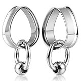 Twolobes 1 pair Silver Ear Gauges Drop Pattern with