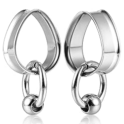 Twolobes 1 pair Silver Ear Gauges Drop Pattern with