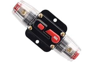 RKURCK 60 Amp Circuit Breaker Manual Reset Inline Fuse Inverter for Car Marine Trolling Motors Boat ATV Audio Solar Inverter System Protection 12V-24V DC 60 Amp
