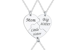 YEEQIN 3PCs/Set Mom Big Sister Little Sister Mom Necklaces Set Mother Daughters Matching Heart Jewley Set