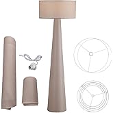Floor Lamp - Branch and Wick – 59” Tall Standing Linen Lamp with Fabric Shade, LED Bulb Included – Elegant Corner Lamp for Li
