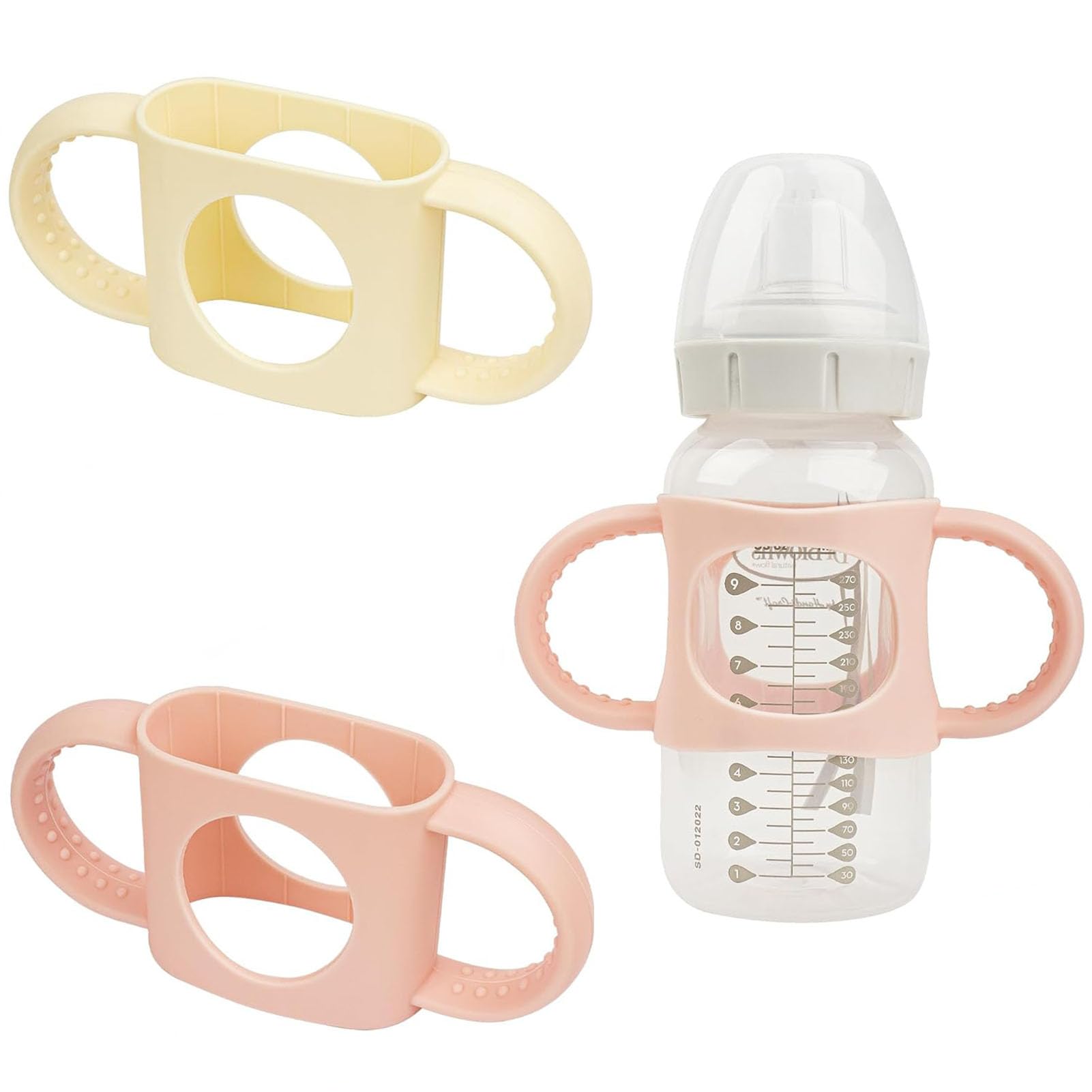 Morofme Baby Bottle Handles Compatible with Dr Brown 2pcs Silicone Transitional Sippy Cup Handle Handle for Wide-Neck Baby Bottles Non-Slip Easy Grip Handles